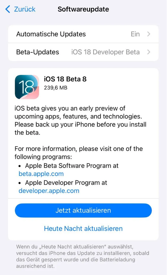 梅江苹果手机维修分享苹果 iOS / iPadOS 18 开发者预览版 Beta 8 发布 